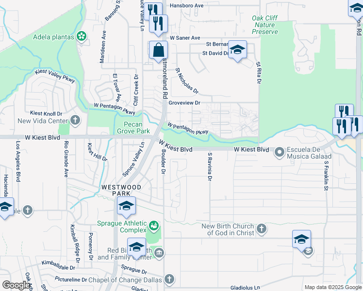 map of restaurants, bars, coffee shops, grocery stores, and more near in Dallas