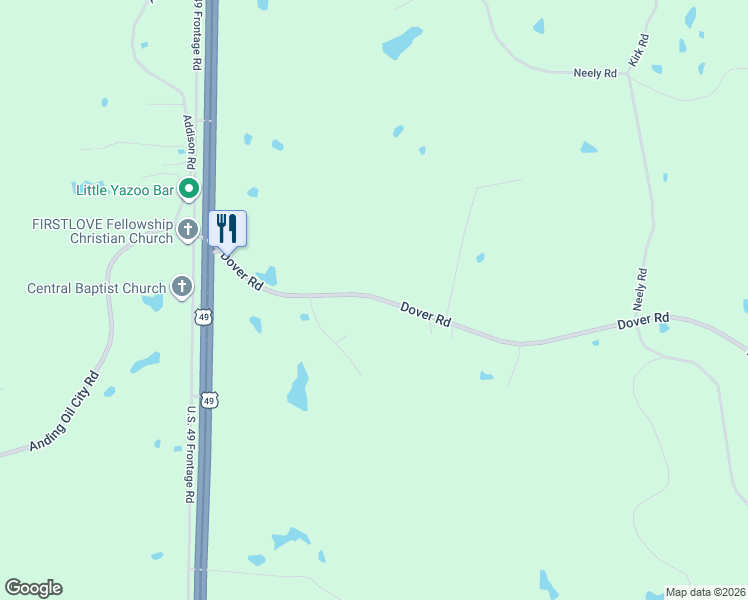 map of restaurants, bars, coffee shops, grocery stores, and more near 469 Dover Road in Bentonia