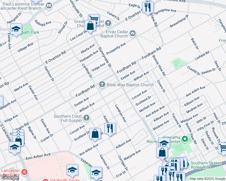 map of restaurants, bars, coffee shops, grocery stores, and more near 2639 Wilhurt Avenue in Dallas
