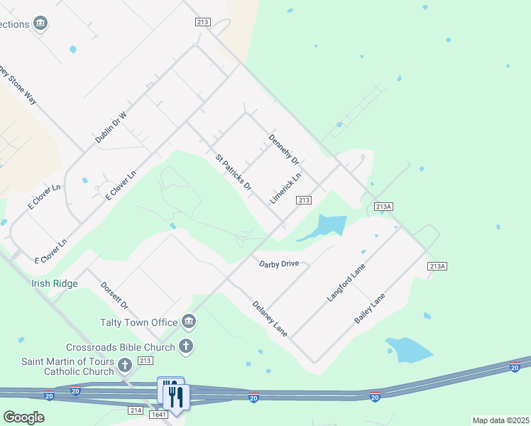 map of restaurants, bars, coffee shops, grocery stores, and more near 12011 Saint Patricks Drive in Forney