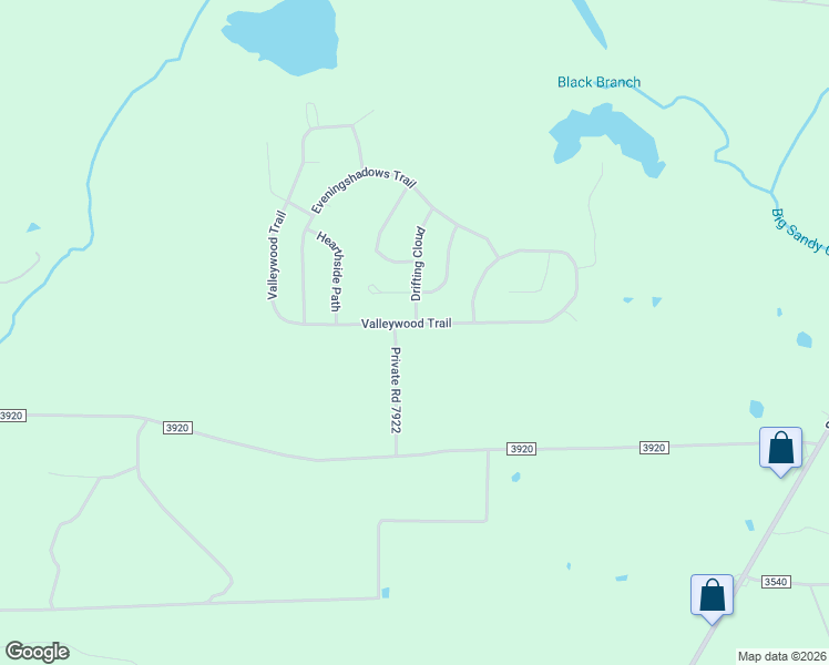 map of restaurants, bars, coffee shops, grocery stores, and more near 1582 Valleywood Trail in Holly Lake Ranch
