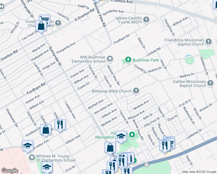 map of restaurants, bars, coffee shops, grocery stores, and more near 4322 Cicero Street in Dallas