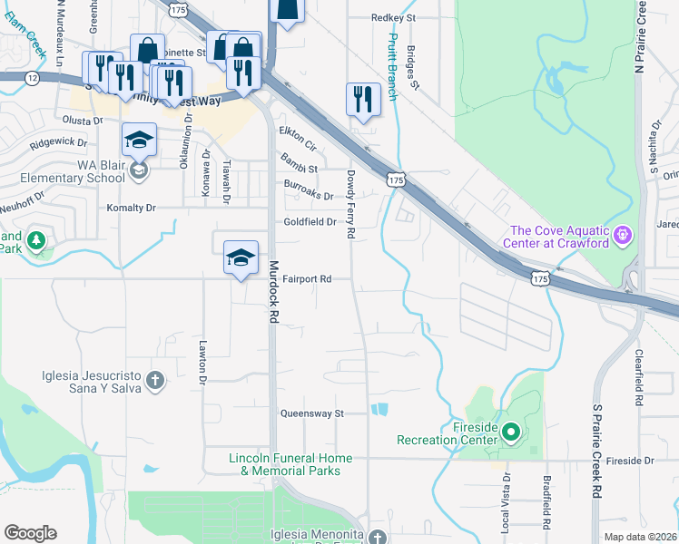 map of restaurants, bars, coffee shops, grocery stores, and more near 603 Dowdy Ferry Road in Dallas