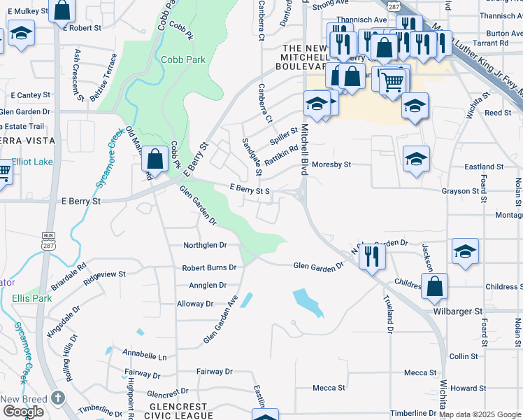 map of restaurants, bars, coffee shops, grocery stores, and more near in Fort Worth