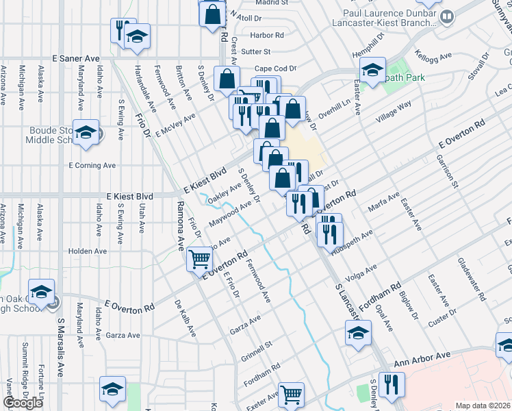 map of restaurants, bars, coffee shops, grocery stores, and more near 1549 Maywood Avenue in Dallas