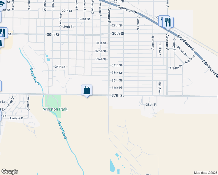 map of restaurants, bars, coffee shops, grocery stores, and more near 3615 Avenue East in Snyder