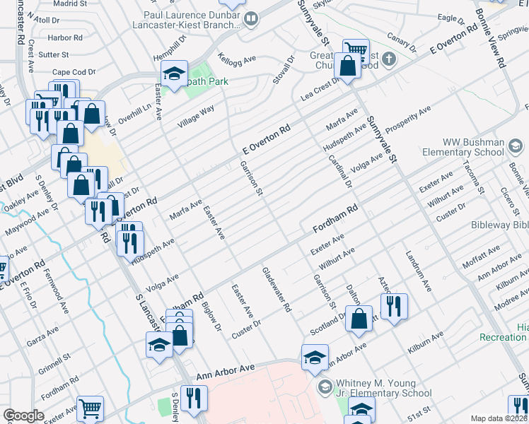 map of restaurants, bars, coffee shops, grocery stores, and more near 2407 Kathleen Avenue in Dallas