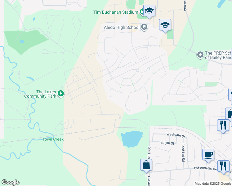 map of restaurants, bars, coffee shops, grocery stores, and more near 639 Point Vista Drive in Aledo