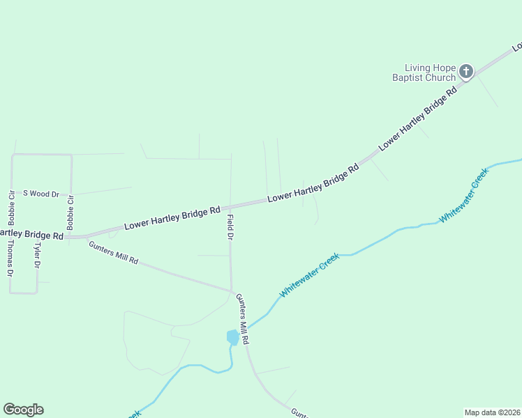 map of restaurants, bars, coffee shops, grocery stores, and more near 2454 Lower Hartley Bridge Road in Byron
