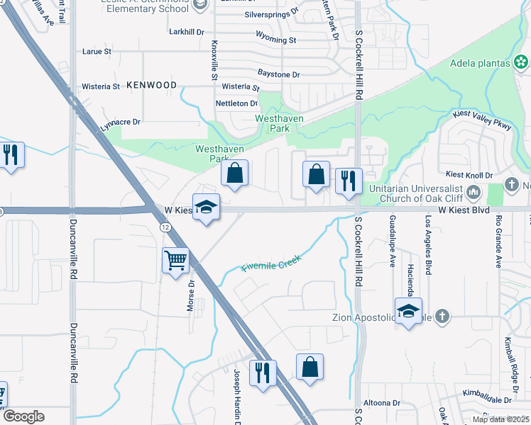 map of restaurants, bars, coffee shops, grocery stores, and more near 4510 Mar Vista Trail in Dallas