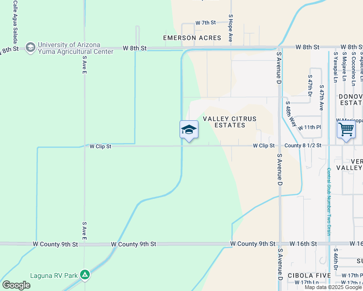 map of restaurants, bars, coffee shops, grocery stores, and more near 5300-5898 West County 8 1/2 Street in Yuma