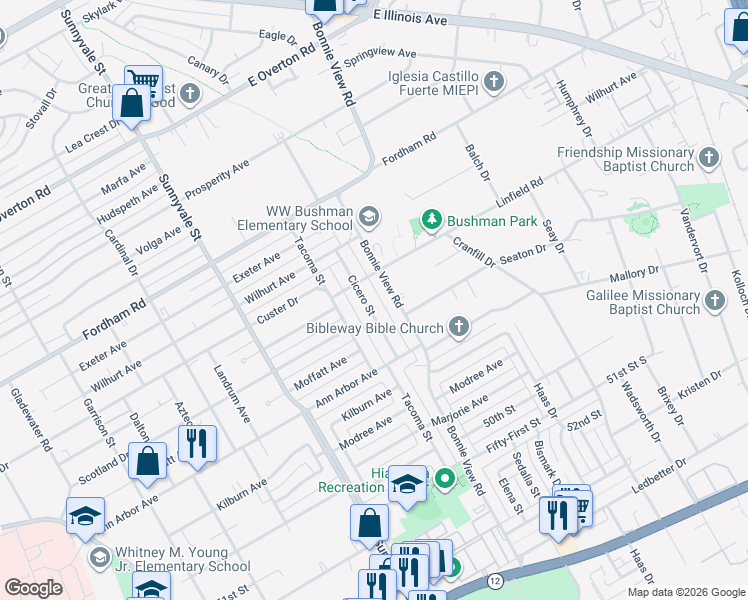 map of restaurants, bars, coffee shops, grocery stores, and more near 4322 Cicero Street in Dallas
