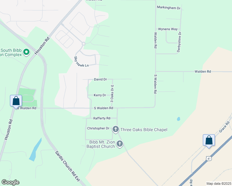 map of restaurants, bars, coffee shops, grocery stores, and more near 7048 3 Oaks Drive East in Macon