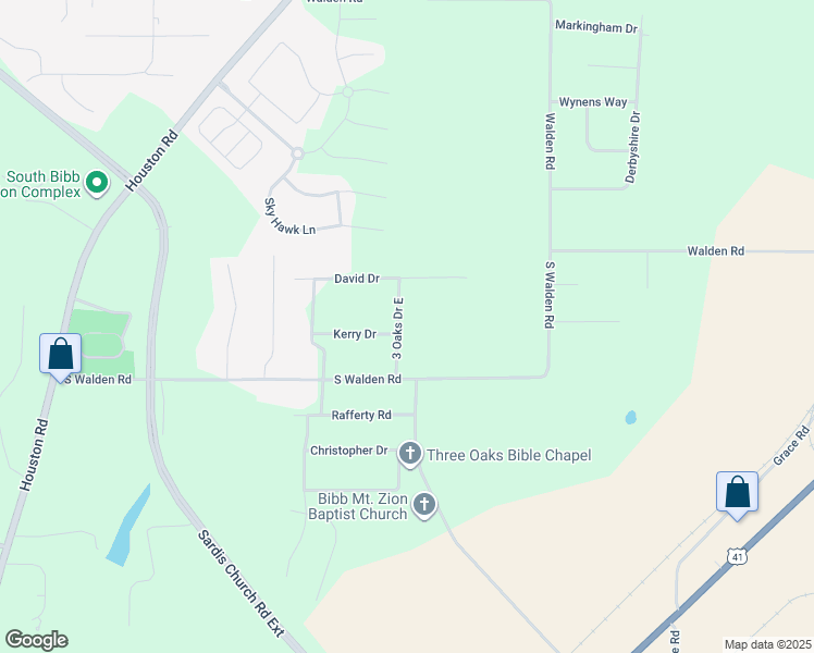 map of restaurants, bars, coffee shops, grocery stores, and more near 7048 3 Oaks Drive East in Macon