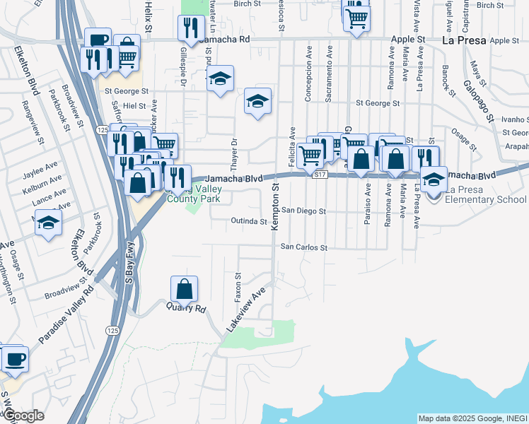map of restaurants, bars, coffee shops, grocery stores, and more near 418 Kurdson Way in Spring Valley