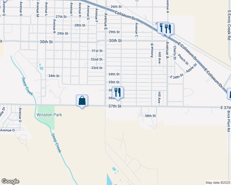 map of restaurants, bars, coffee shops, grocery stores, and more near 400-410 36th Street in Snyder