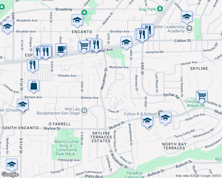 map of restaurants, bars, coffee shops, grocery stores, and more near 243 Ritchey Street in San Diego