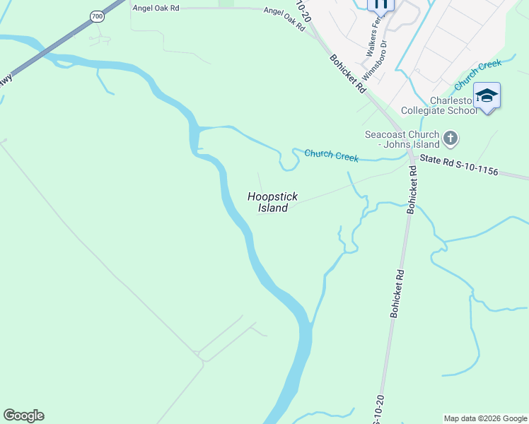 map of restaurants, bars, coffee shops, grocery stores, and more near 3644-3664 Hoopstick Island Road in Johns Island