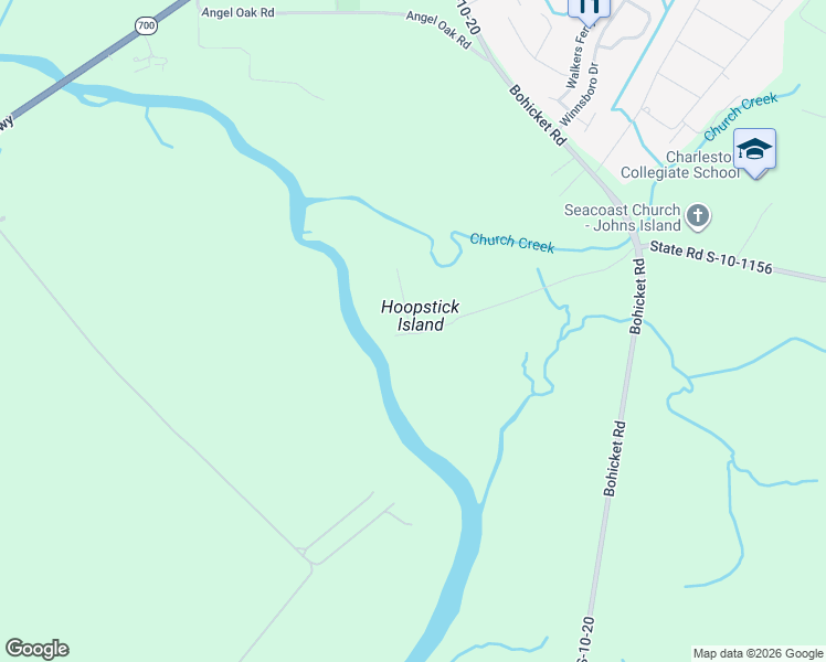 map of restaurants, bars, coffee shops, grocery stores, and more near 3664 Hoopstick Island Road in Johns Island