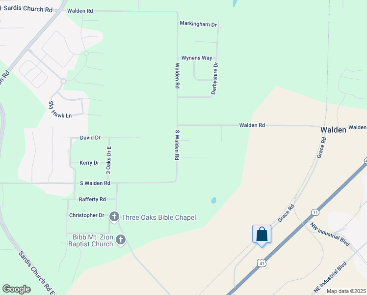 map of restaurants, bars, coffee shops, grocery stores, and more near 3345 South Walden Road in Macon