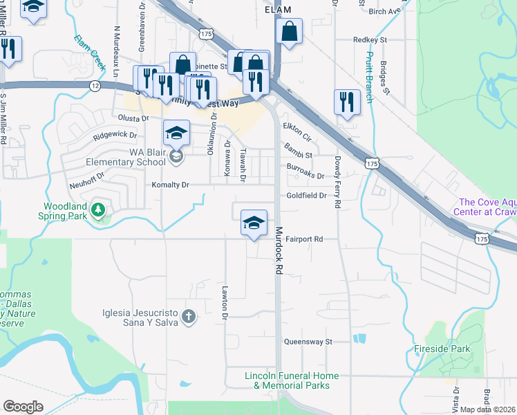 map of restaurants, bars, coffee shops, grocery stores, and more near 8019 North Nassau Circle in Dallas