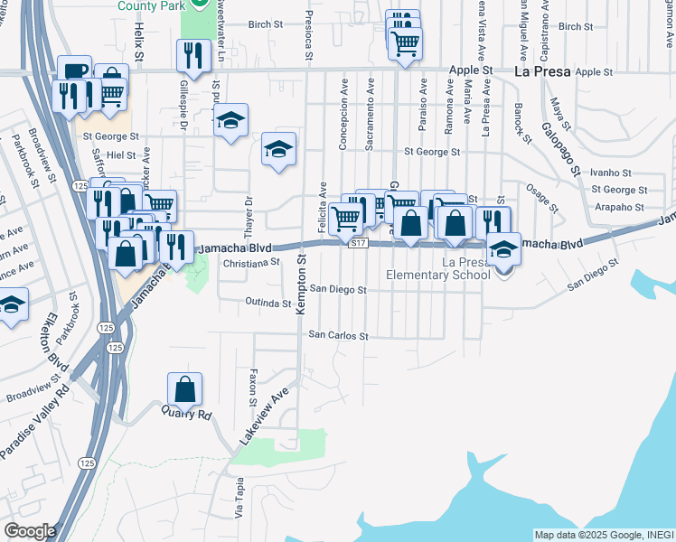 map of restaurants, bars, coffee shops, grocery stores, and more near 528 Concepcion Avenue in Spring Valley