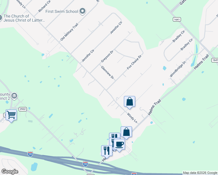 map of restaurants, bars, coffee shops, grocery stores, and more near 14011 Fox Chase Drive in Forney
