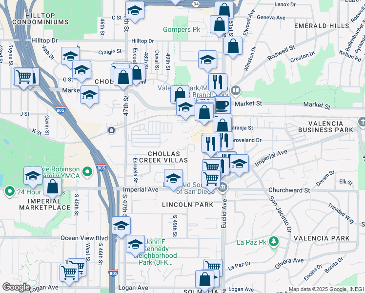 map of restaurants, bars, coffee shops, grocery stores, and more near 334 Willie James Jones Avenue in San Diego