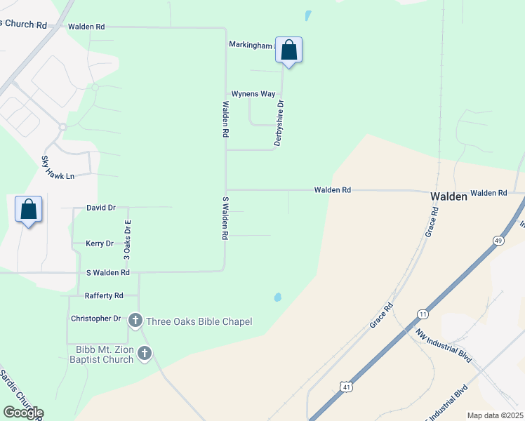 map of restaurants, bars, coffee shops, grocery stores, and more near 3345 South Walden Road in Macon