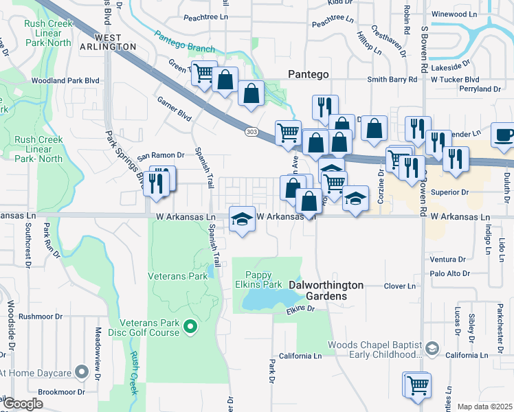 map of restaurants, bars, coffee shops, grocery stores, and more near 2231 Chase Court in Arlington