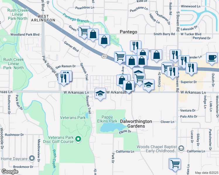 map of restaurants, bars, coffee shops, grocery stores, and more near 2231 Chase Court in Arlington