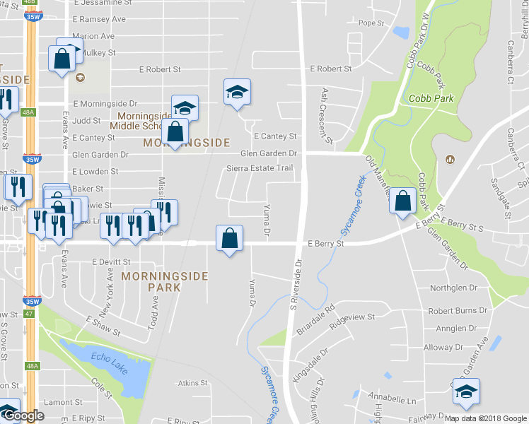 map of restaurants, bars, coffee shops, grocery stores, and more near 1449 Gallina Trail in Fort Worth