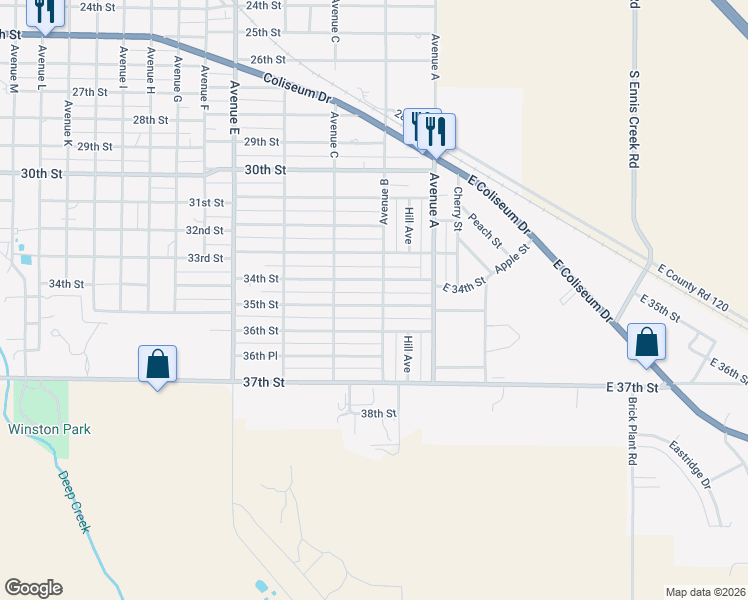map of restaurants, bars, coffee shops, grocery stores, and more near 203 35th Street in Snyder