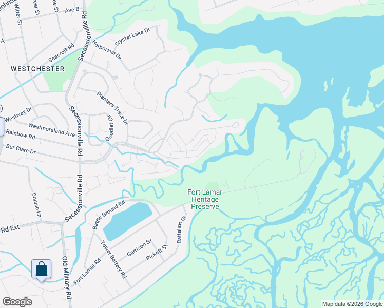 map of restaurants, bars, coffee shops, grocery stores, and more near 1052 Hills Plantation Drive in Charleston