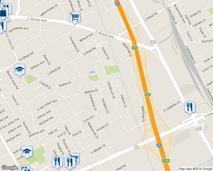 map of restaurants, bars, coffee shops, grocery stores, and more near 4443 Vandervort Drive in Dallas