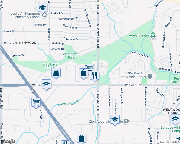 map of restaurants, bars, coffee shops, grocery stores, and more near 3001 South Cockrell Hill Road in Dallas
