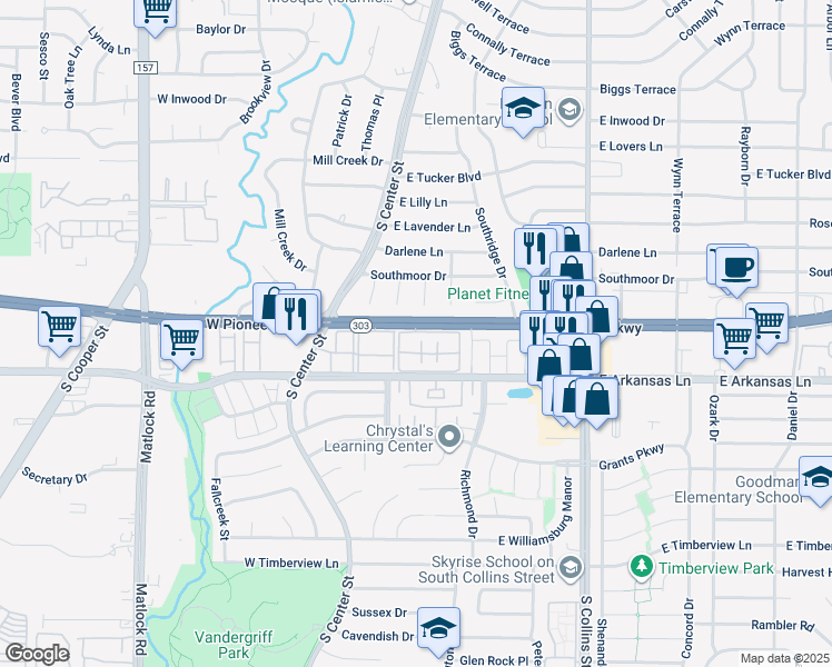 map of restaurants, bars, coffee shops, grocery stores, and more near 504 Dudley Circle in Arlington
