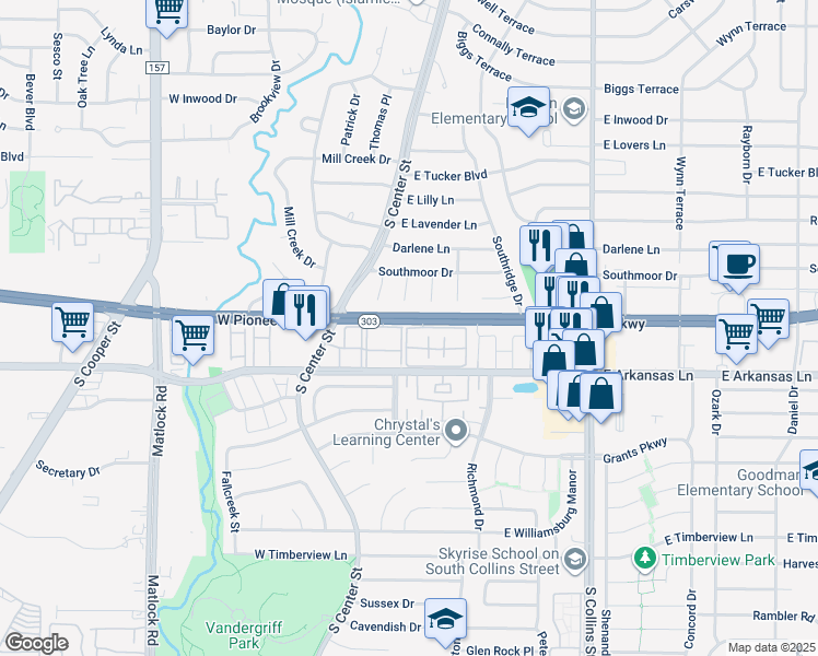 map of restaurants, bars, coffee shops, grocery stores, and more near 504 Dudley Circle in Arlington