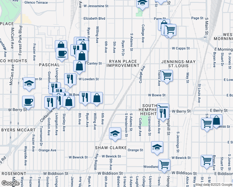 map of restaurants, bars, coffee shops, grocery stores, and more near 3000 5th Avenue in Fort Worth