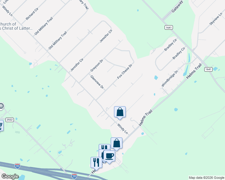 map of restaurants, bars, coffee shops, grocery stores, and more near 14056 Fox Chase Drive in Forney