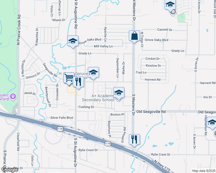 map of restaurants, bars, coffee shops, grocery stores, and more near 330 Legacy Drive in Dallas