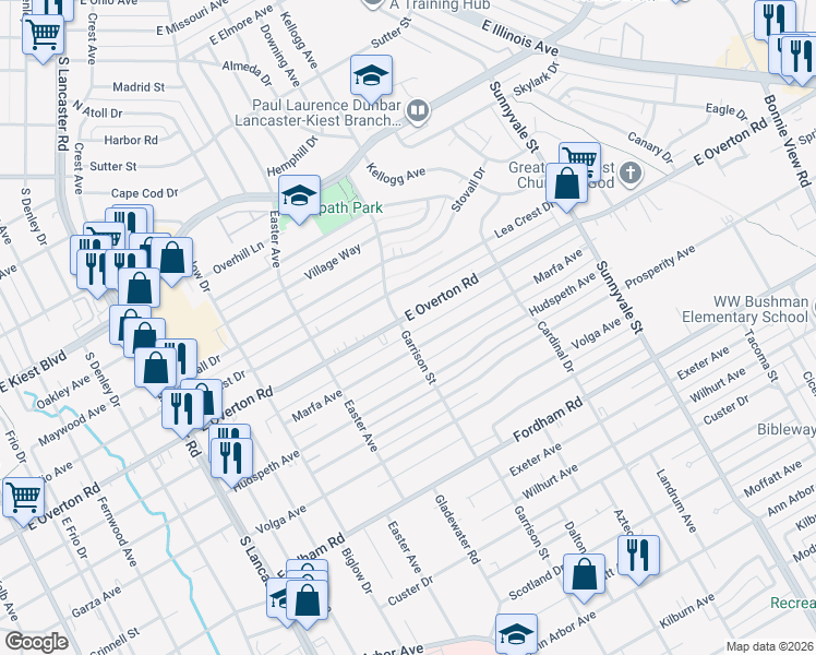 map of restaurants, bars, coffee shops, grocery stores, and more near in Dallas