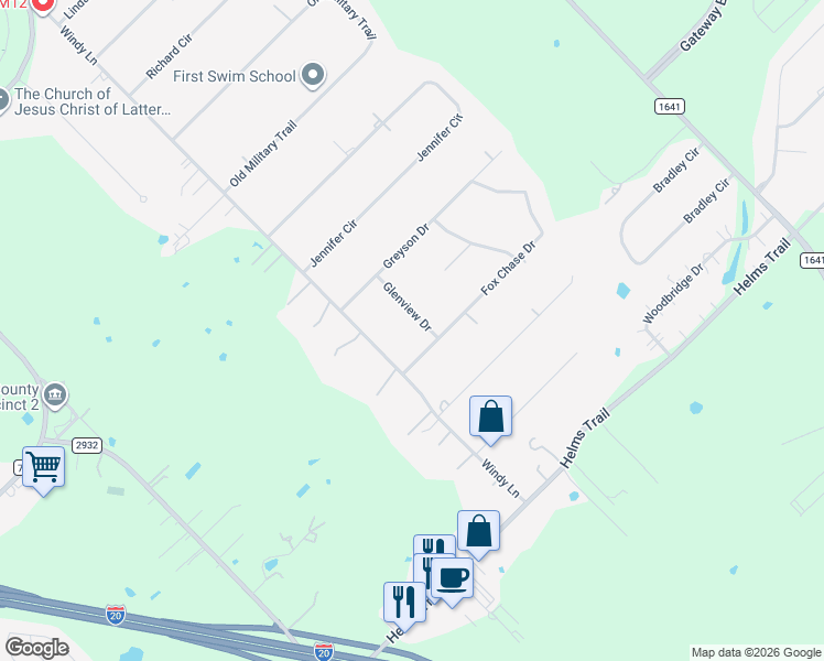 map of restaurants, bars, coffee shops, grocery stores, and more near 14011 Fox Chase Drive in Forney