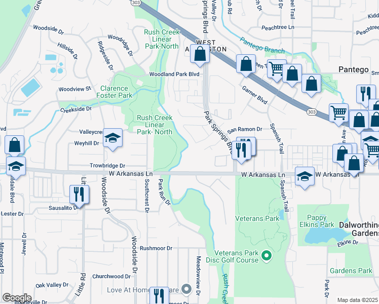 map of restaurants, bars, coffee shops, grocery stores, and more near 4027 Hamilton Circle in Arlington