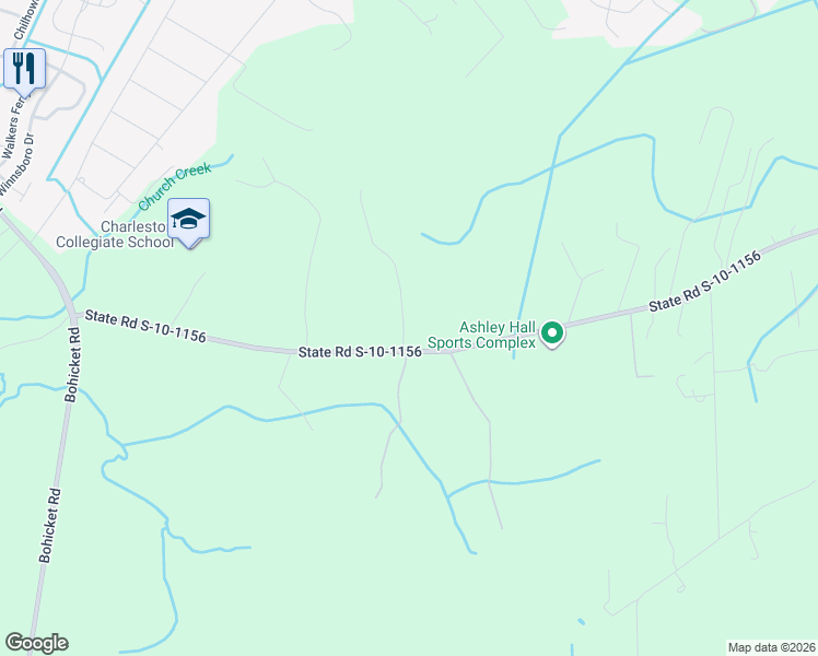 map of restaurants, bars, coffee shops, grocery stores, and more near 3418 State Road S-10-1156 in Johns Island