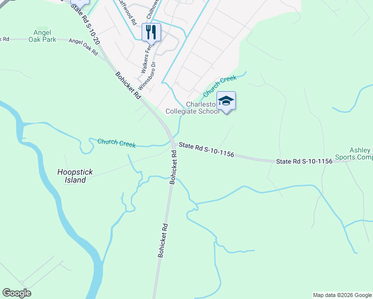 map of restaurants, bars, coffee shops, grocery stores, and more near 3561 State Road S-10-1156 in Johns Island