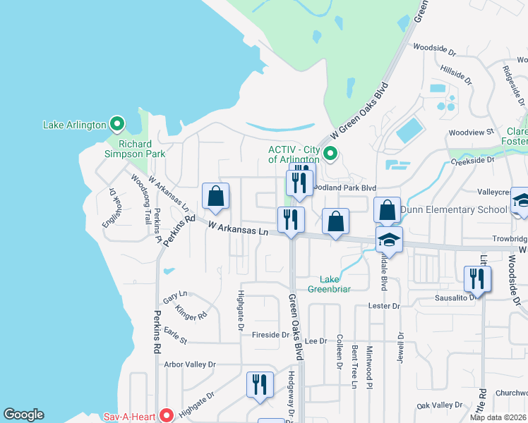 map of restaurants, bars, coffee shops, grocery stores, and more near 5604 Dye Drive in Arlington