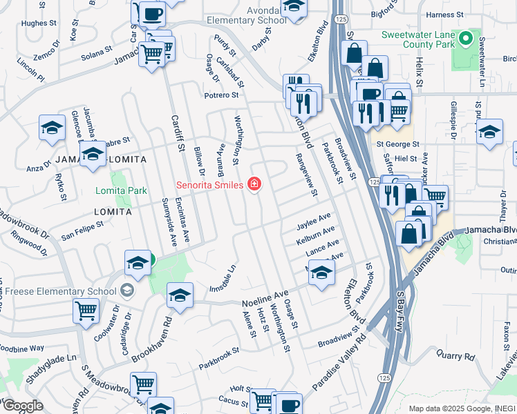 map of restaurants, bars, coffee shops, grocery stores, and more near 838 Osage Street in San Diego