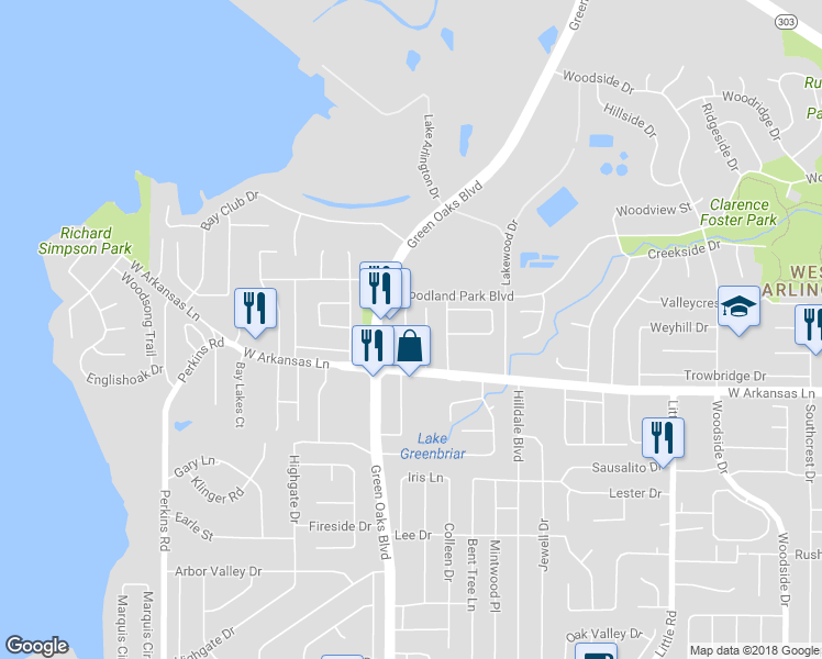 map of restaurants, bars, coffee shops, grocery stores, and more near 2123 Waterbury Place in Arlington