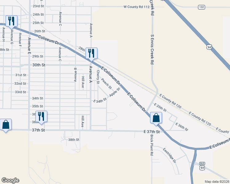 map of restaurants, bars, coffee shops, grocery stores, and more near 199 Peach Street in Snyder